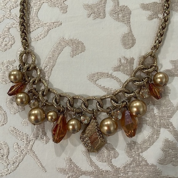 Stunning Givenchy Vintage Faux Pearl & Amber Crystals Necklace—Like New!! - Picture 4 of 10
